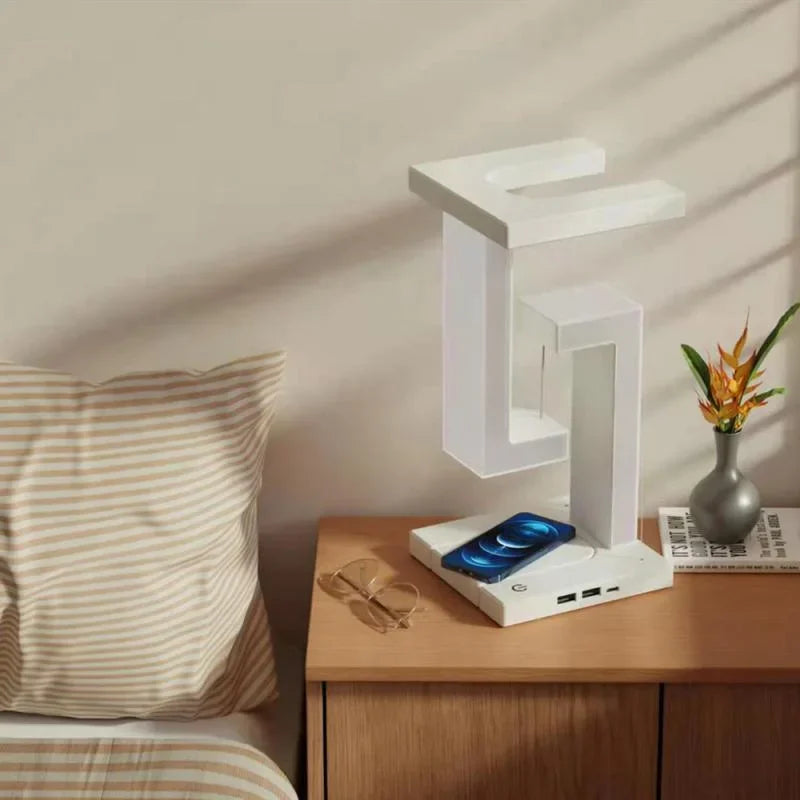 Wireless Charger Stand USB 2 Port Mobile Phone Fast Charging Station Adjustable LED Table Lamp Creative Lights Bedroom Lighting