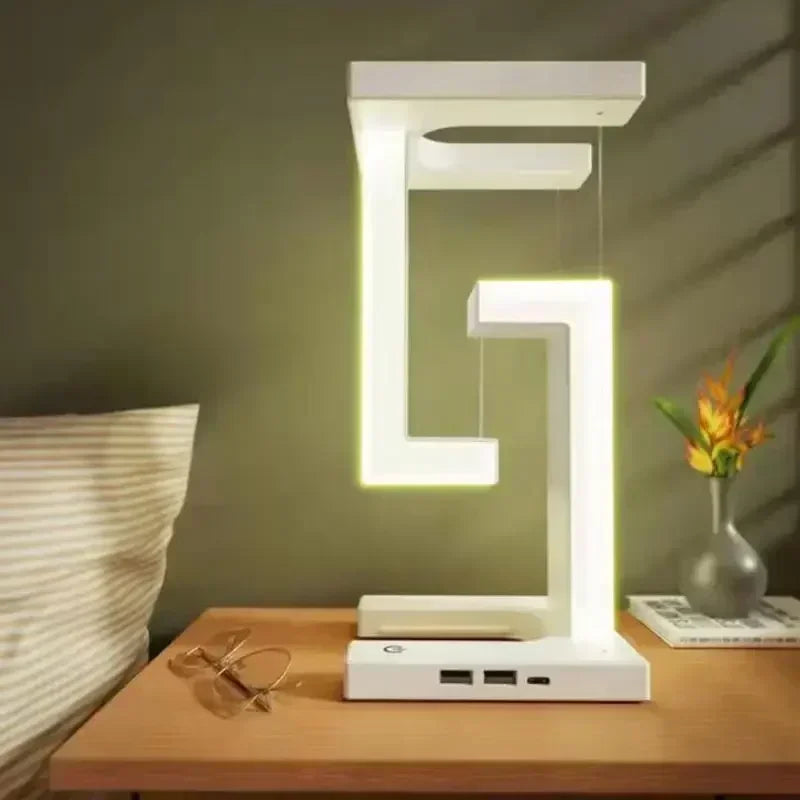 Wireless Charger Stand USB 2 Port Mobile Phone Fast Charging Station Adjustable LED Table Lamp Creative Lights Bedroom Lighting
