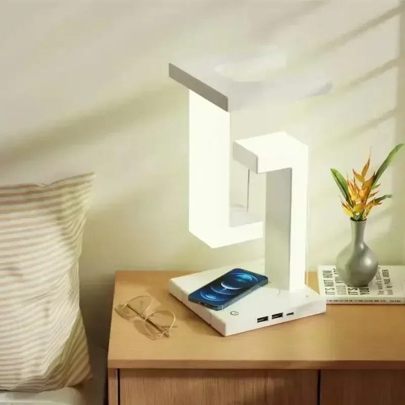 Wireless Charger Stand USB 2 Port Mobile Phone Fast Charging Station Adjustable LED Table Lamp Creative Lights Bedroom Lighting